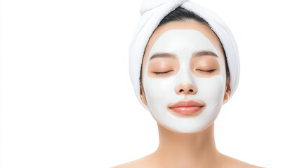 A woman with a white face mask on