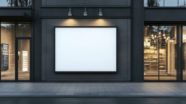 Mockup outdoor wall store shop sign