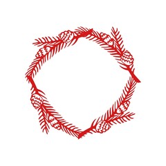 Christmas wreathe clip art design on plain white transparent isolated background for card, shirt, hoodie, sweatshirt, apparel, card, tag, mug, icon, poster or badge