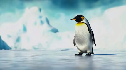 Obraz premium Solo Penguin on Iceberg in Stunning Portrait