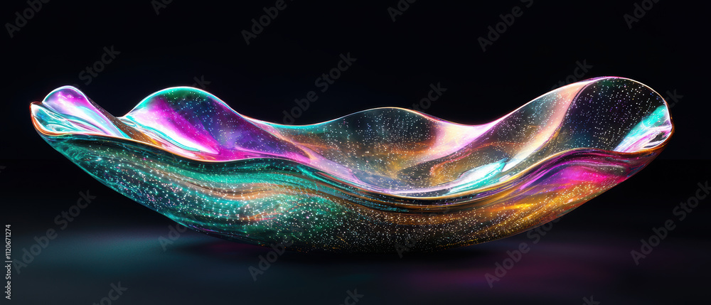 Aufkleber futuristic holographic liquid structure with vibrant colors and shimmering effects, creating mesmeri