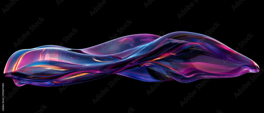 Poster bold modern take on holographic art featuring vibrant flowing colors and shapes. this abstract desig