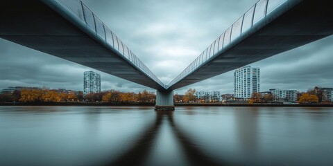Fototapeta premium Modern bridge with sleek lines, stretching across a river