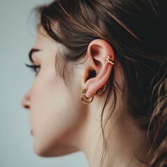 woman, beauty, piercing, ear, nose, jewelry, face, eyes, makeup, fashion, model, make-up, eye, close-up, skin, lips, closeup, cosmetics, eyelashes, glamour, people, sensuality, up, make, style, hair, 