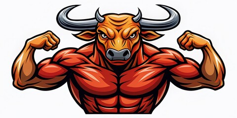 Bold minimalist bull mascot design in a vector style, ideal for logos and branding. Set against a white background, perfect for fitness and sports applications.