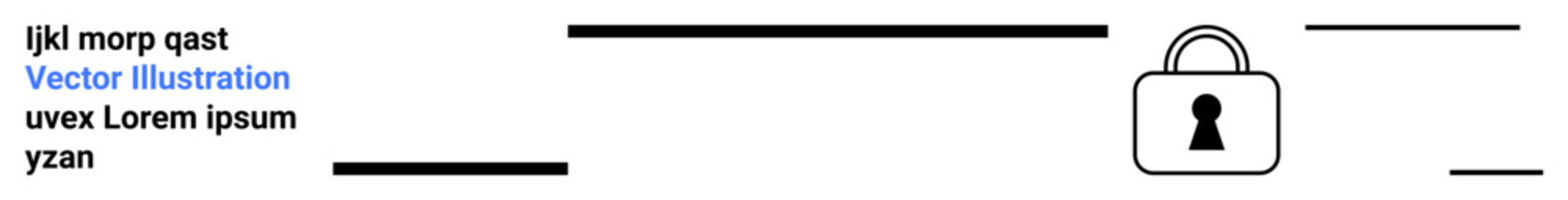 Obraz premium Horizontal lines and a lock icon represent secured connections. Placeholder text indicates editable areas. Ideal for security, data protection, privacy, encryption, networking, safekeeping, tech