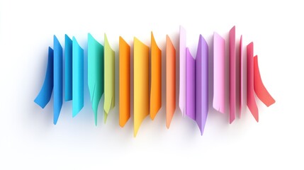 Obraz premium Colorful paper-like shapes arranged in a wave pattern.