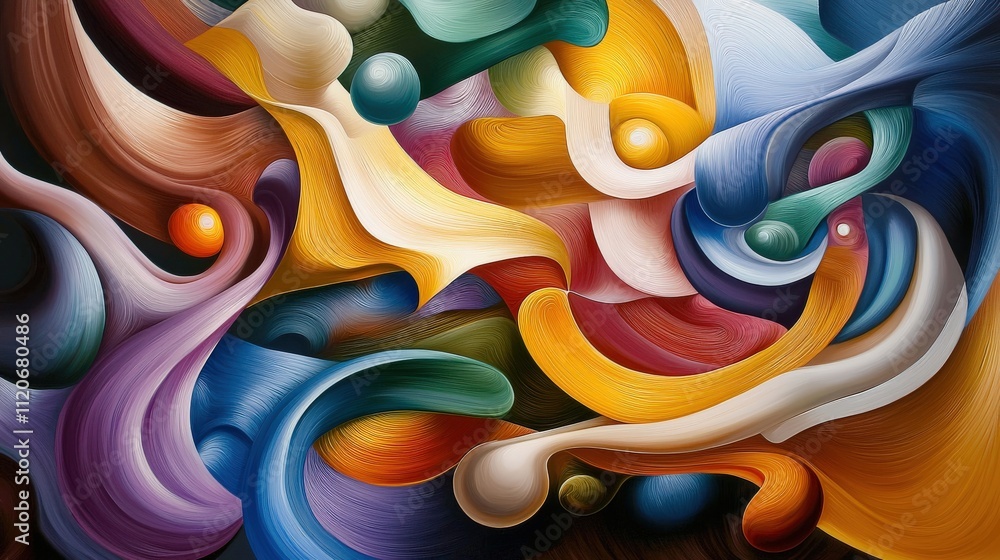 Poster dynamic paint swirls, vibrant color patterns with high-energy movement