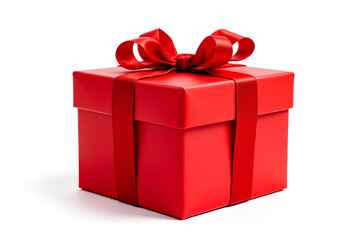 Obraz premium Elegant red Gift Box with White Background Design - AI-Generated