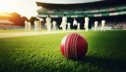 Cricket ball on field