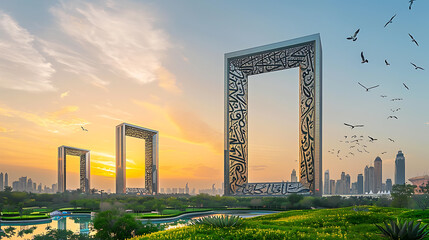 Fototapeta premium Dubai Frame at Sunset