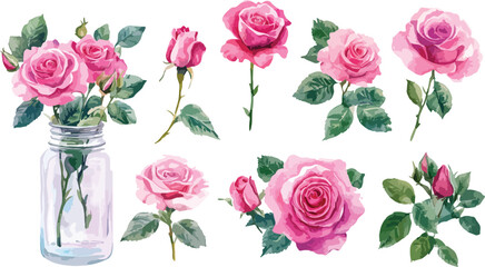 Fototapeta premium set of pink roses