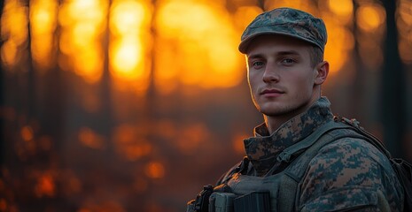 Joyful Soldier Celebrating Homecoming in Camouflage Uniform