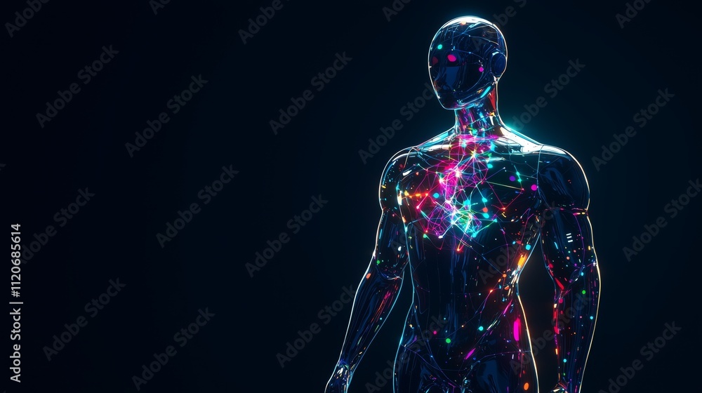 Poster sleek high-tech ai teaching assistant with modern design and glowing aura