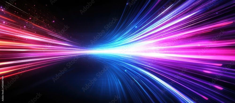 Poster dynamic lines of colorful light in abstract motion blur