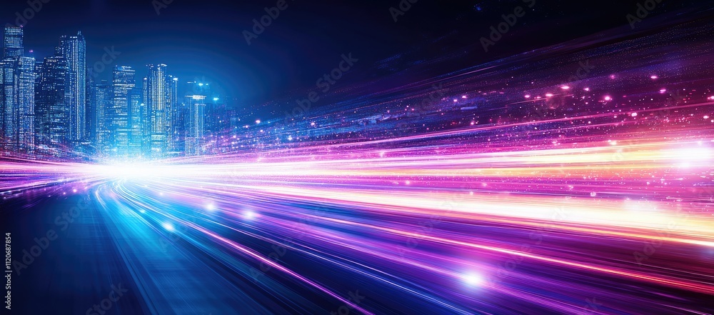 Poster abstract long exposure light trails in dynamic motion