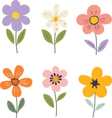 set of colorful flowers