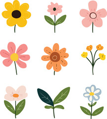 set of vector flowers