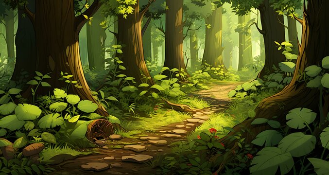 a path in the forest with lots of trees