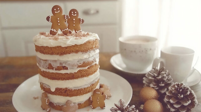 a beautifully decorated gingerbread cake topp