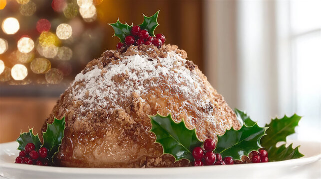 a beautifully decorated holiday rum baba topp