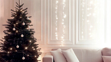 a minimalist Christmas tree decorated with si