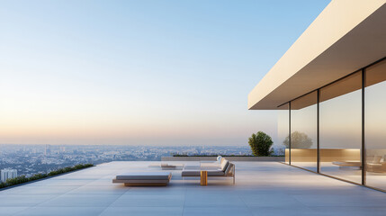 Fototapeta premium Modern Rooftop Terrace with City View