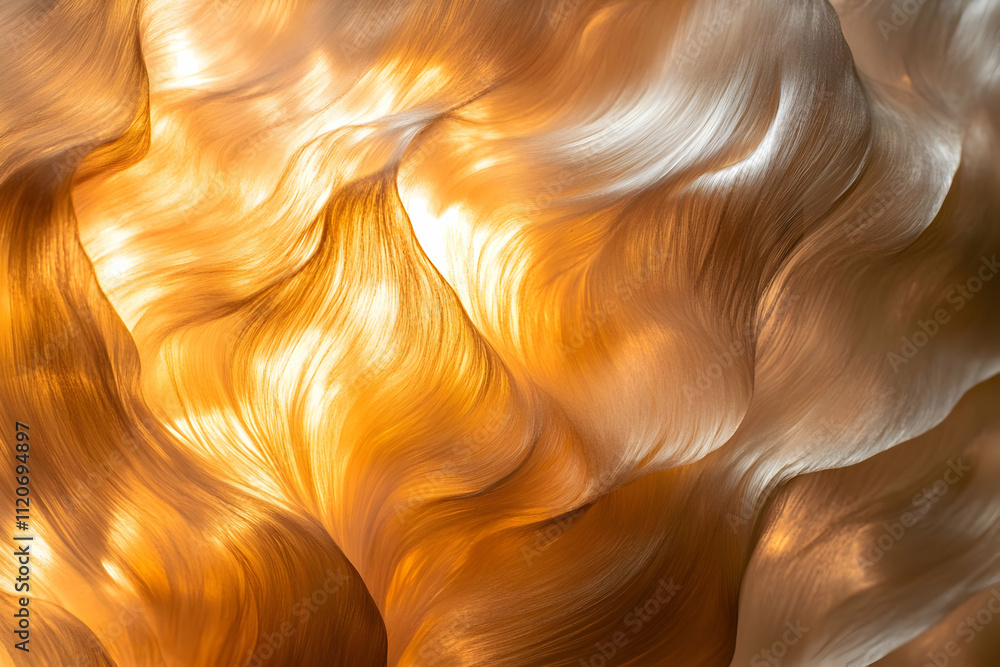 Poster abstract waves of shimmering gold and silver, creating a dynamic, flowing texture.