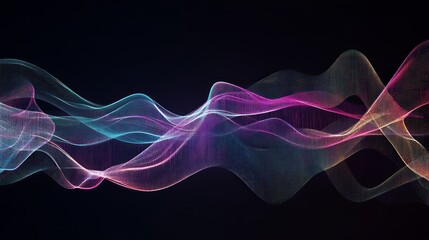 Fototapeta premium Abstract colorful wave pattern on dark background.