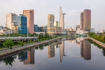 Skyline of Ho Chi Minh City CBD by Ben Nghe Channel  in Vietnam