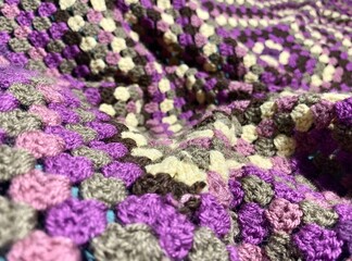 Crochet blanket handmade texture decor artistic background cozy worm photo	
