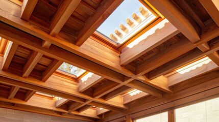 Fototapeta premium Clerestory Roof: High windows in the roof provide natural light and ventilation, brightening rooms while maintaining privacy and adding architectural elegance. 