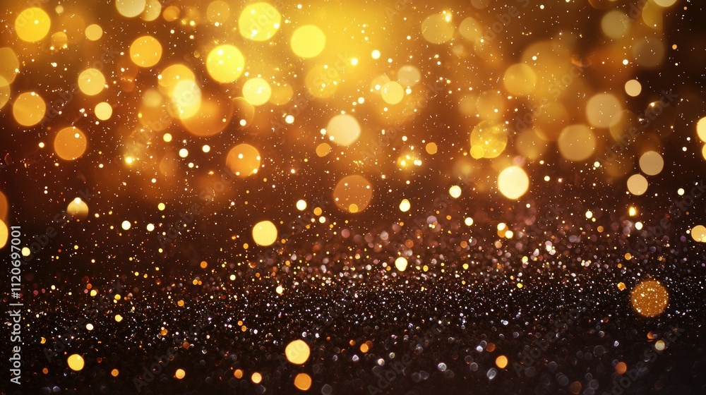 Poster Sparkling background with Happy New Year text and festive elements 