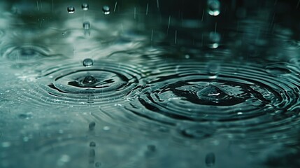 Rain Splash: A sudden rainstorm causes ripples in puddles, with raindrops splashing delicately on the cold asphalt, creating a soothing, rhythmic pattern on the ground.
