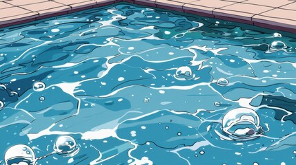 Obraz premium Splash in a Pool: A graceful dive disturbs the cool water, sending droplets flying in all directions, offering a refreshing burst on a hot day under the sun. 