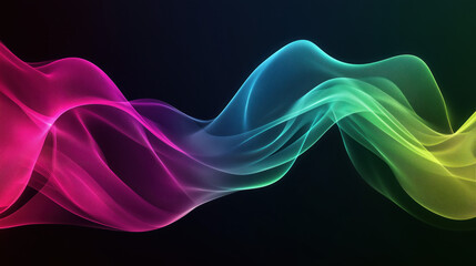 Abstract 3D Flowing Liquid-Like Wave Textures in Magenta, Lime Green, and Cyan Gradient