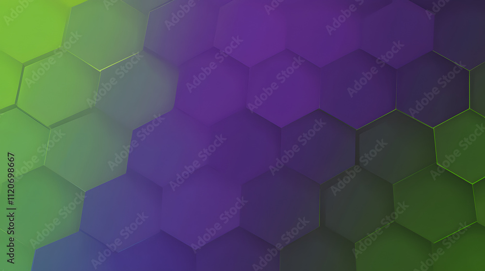 Poster abstract background of hexagonal geometric shapes. gradient of green and purple colors. modern and s