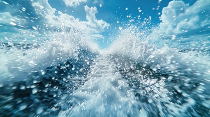 Splash of Adventure: As the boat races through the water, a spray rises behind, symbolizing the thrill and excitement of an adventurous journey on the open sea.
