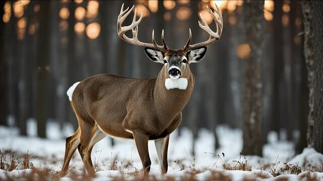 large whitetail buck olated white tail alert animal antler bambi bone tree branch brush cervid fall field forest 