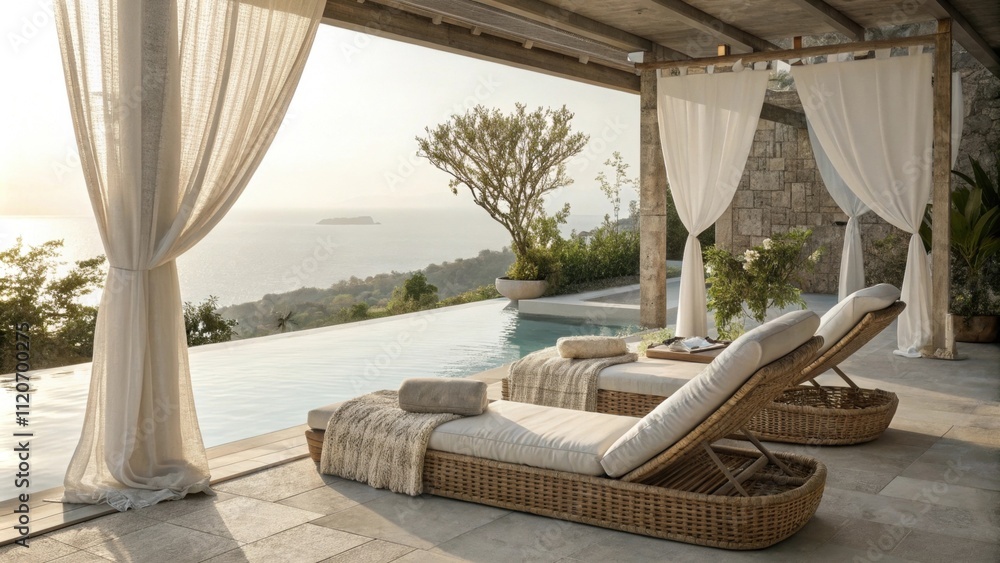 Poster an inviting atmosphere is enhanced by soft textures and light fabrics where guests can escape the su