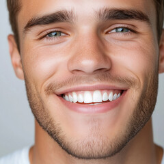 Fototapeta premium A close-up of a smiling man's perfect white teeth