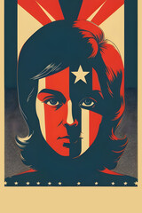 Obraz premium 1970s gig poster American colors, flag, patriot, patriotic, USA, united states of america, concert poster, yankee, vintage, retro, music, festival, stars, stripes, liberty, freedom, pride, nation