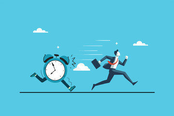 Stressed Businessman Rushing to Work Amid a Race Against Time