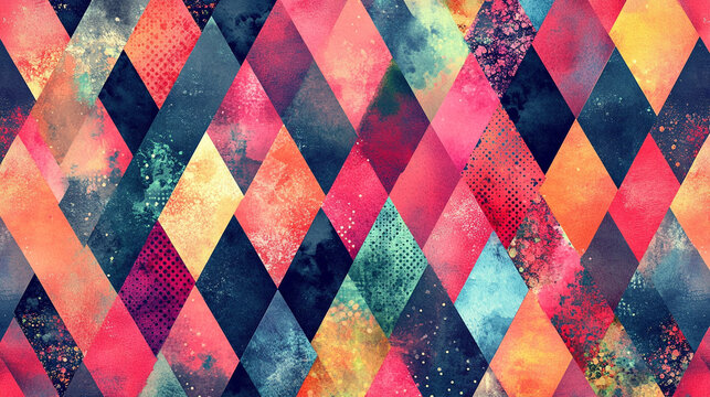 vibrant and intricate abstract seamless pattern filled with colorful geometric shapes creating a harmonious and dynamic design symbolizing creativity, flow, and modern artistry