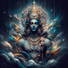 Lord Shree Krishna Digital Painting or Digital Art or Abstract - Generative AI