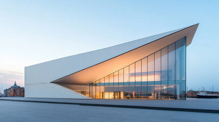Obraz premium Modern Architectural Masterpiece at Dusk