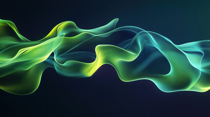 Obraz premium Abstract 3D Flowing Liquid-Like Wave Textures in Magenta, Lime Green, and Cyan Gradient
