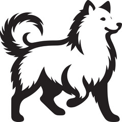 American Eskimo dog silhouette vector illustration, Vector silhouette of a American Eskimo dog