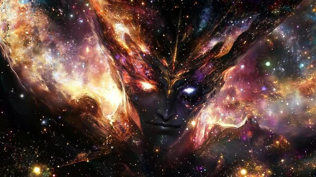 Cosmic Entity Amidst Stars with Ethereal Lighting Effects
