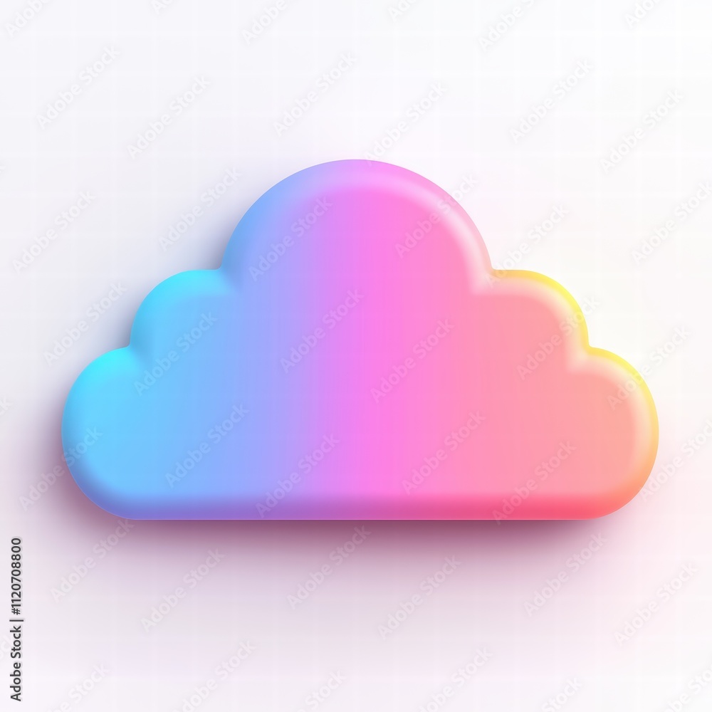 Poster a stylized, colorful cloud icon with a gradient effect, representing digital storage or cloud comput